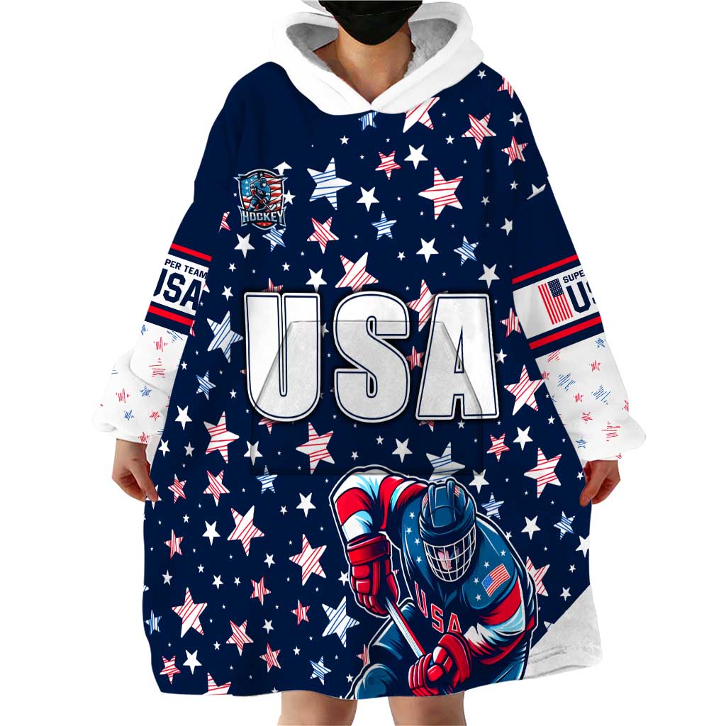 USA Hockey Wearable Blanket Hoodie Summer Paris 2024 - Wonder Print Shop