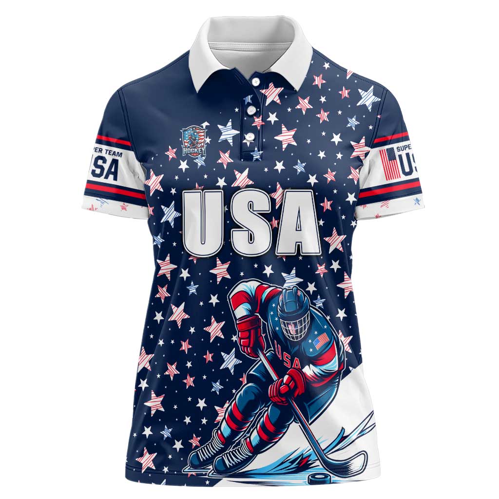 USA Hockey Women Polo Shirt Summer Paris 2024 - Wonder Print Shop