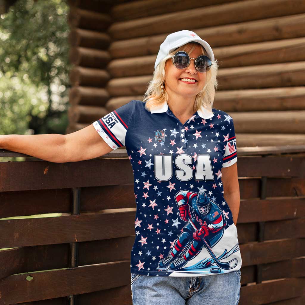 USA Hockey Women Polo Shirt Summer Paris 2024 - Wonder Print Shop