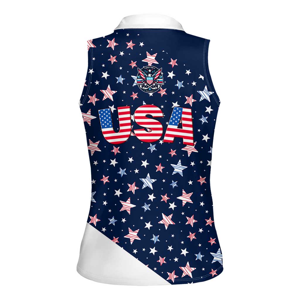 USA Hockey Women Sleeveless Polo Shirt Summer Paris 2024 - Wonder Print Shop