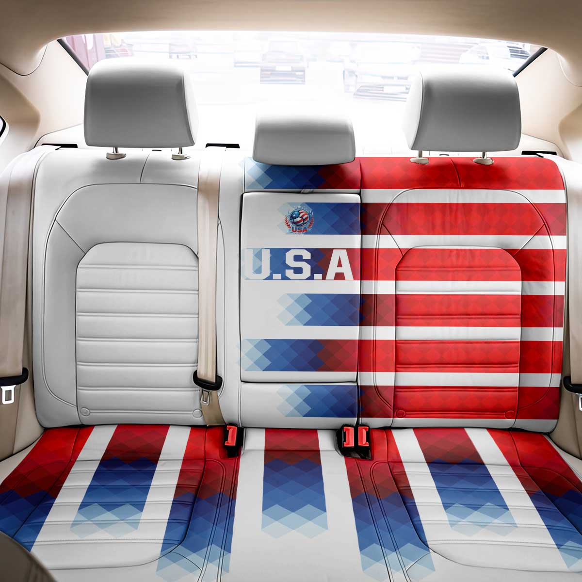 USA Soccer Back Car Seat Cover Summer Paris 2024 - Wonder Print Shop