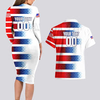 USA Soccer Couples Matching Long Sleeve Bodycon Dress and Hawaiian Shirt Summer Paris 2024 - Wonder Print Shop