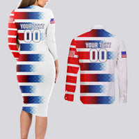 USA Soccer Couples Matching Long Sleeve Bodycon Dress and Long Sleeve Button Shirt Summer Paris 2024 - Wonder Print Shop