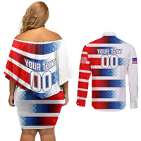 USA Soccer Couples Matching Off Shoulder Short Dress and Long Sleeve Button Shirt Summer Paris 2024 - Wonder Print Shop