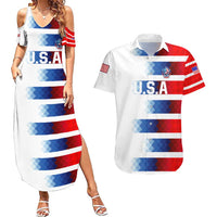 USA Soccer Couples Matching Summer Maxi Dress and Hawaiian Shirt Summer Paris 2024 - Wonder Print Shop