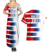 USA Soccer Couples Matching Summer Maxi Dress and Hawaiian Shirt Summer Paris 2024 - Wonder Print Shop