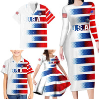 USA Soccer Family Matching Long Sleeve Bodycon Dress and Hawaiian Shirt Summer Paris 2024 - Wonder Print Shop