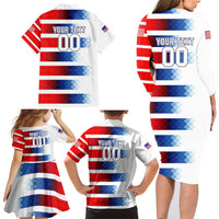 USA Soccer Family Matching Long Sleeve Bodycon Dress and Hawaiian Shirt Summer Paris 2024 - Wonder Print Shop