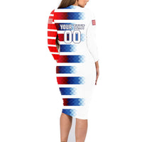 USA Soccer Family Matching Long Sleeve Bodycon Dress and Hawaiian Shirt Summer Paris 2024 - Wonder Print Shop