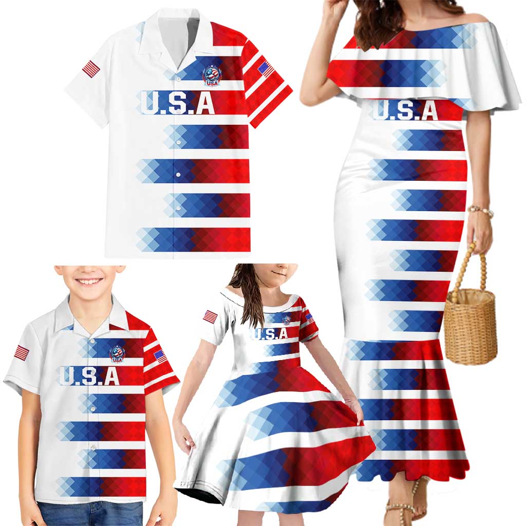 USA Soccer Family Matching Mermaid Dress and Hawaiian Shirt Summer Paris 2024 - Wonder Print Shop