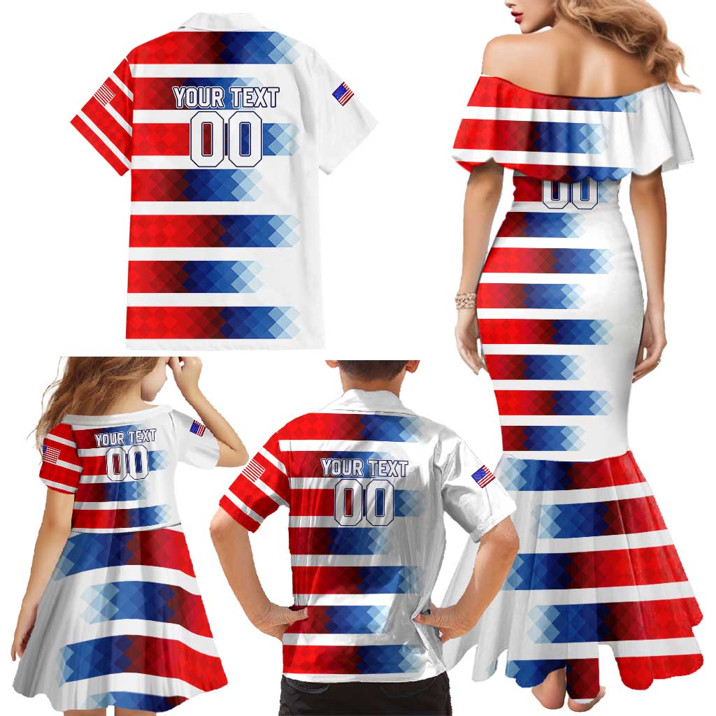 USA Soccer Family Matching Mermaid Dress and Hawaiian Shirt Summer Paris 2024 - Wonder Print Shop