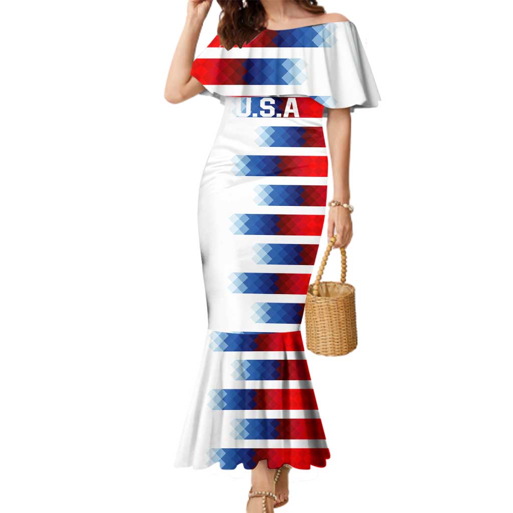 USA Soccer Family Matching Mermaid Dress and Hawaiian Shirt Summer Paris 2024 - Wonder Print Shop