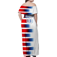 USA Soccer Family Matching Off Shoulder Maxi Dress and Hawaiian Shirt Summer Paris 2024 - Wonder Print Shop