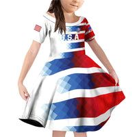 USA Soccer Family Matching Off Shoulder Short Dress and Hawaiian Shirt Summer Paris 2024 - Wonder Print Shop