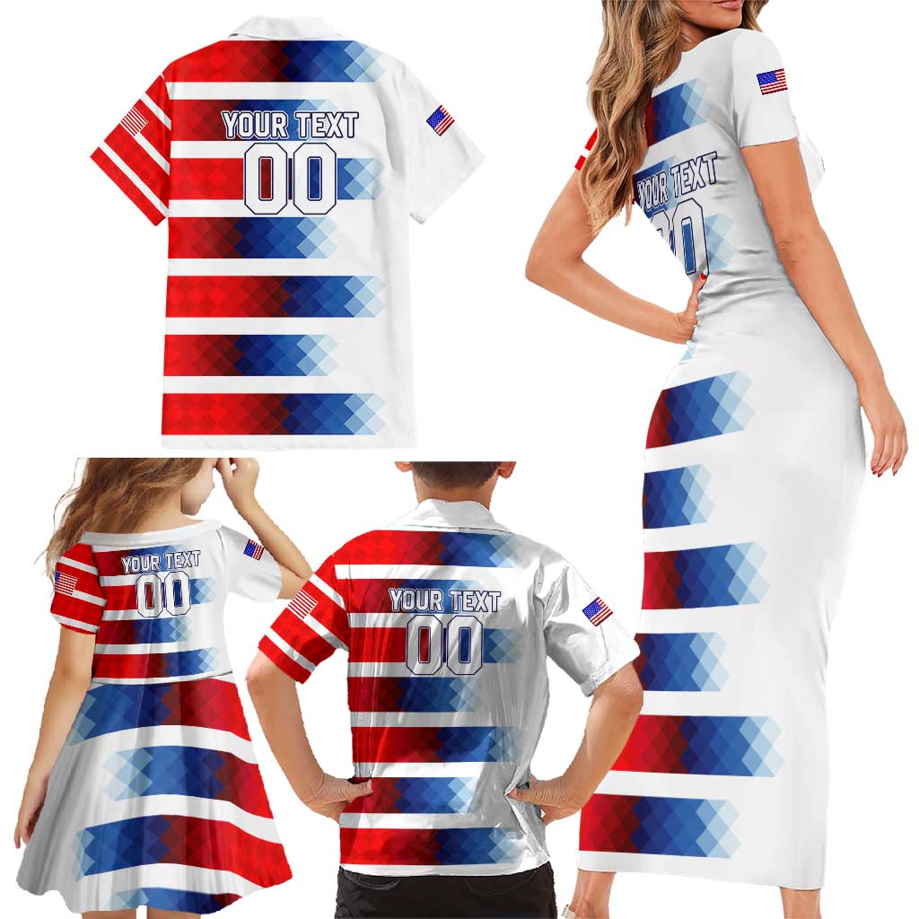 USA Soccer Family Matching Short Sleeve Bodycon Dress and Hawaiian Shirt Summer Paris 2024 - Wonder Print Shop