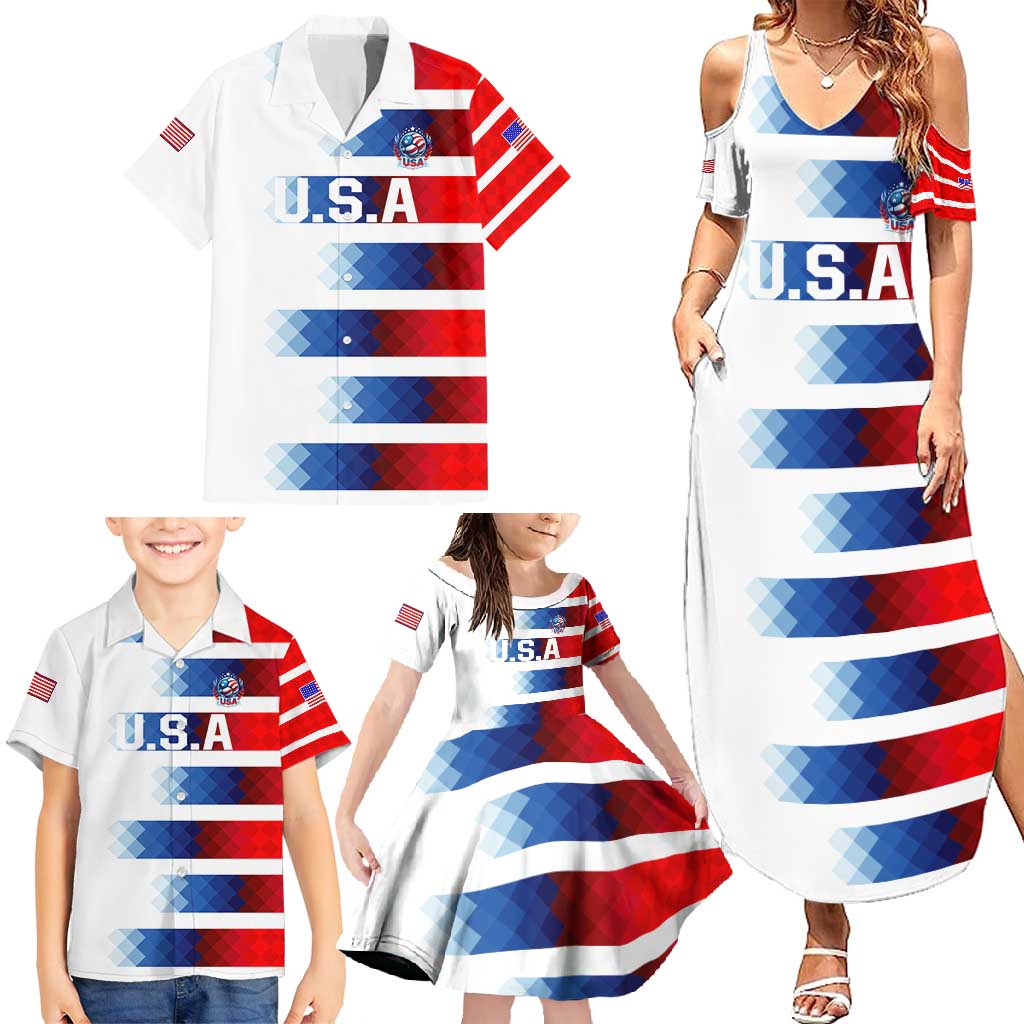 USA Soccer Family Matching Summer Maxi Dress and Hawaiian Shirt Summer Paris 2024 - Wonder Print Shop