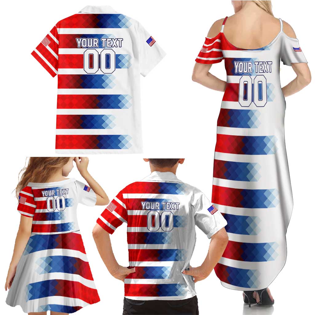 USA Soccer Family Matching Summer Maxi Dress and Hawaiian Shirt Summer Paris 2024 - Wonder Print Shop