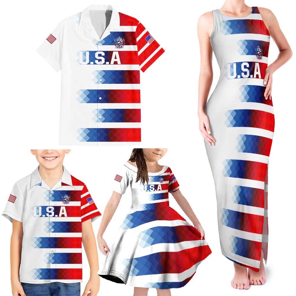 USA Soccer Family Matching Tank Maxi Dress and Hawaiian Shirt Summer Paris 2024 - Wonder Print Shop