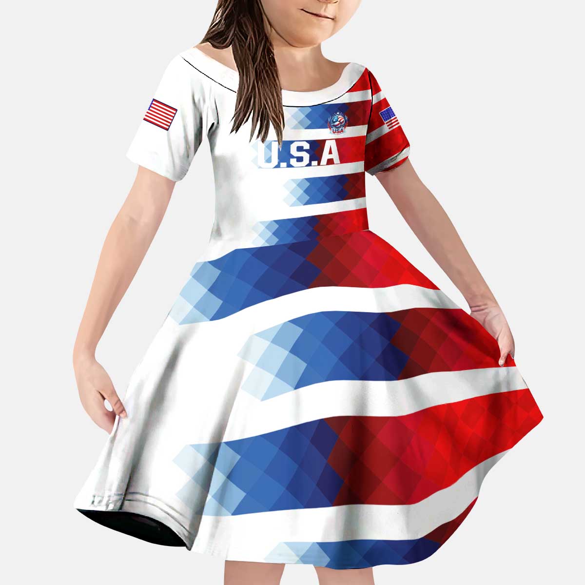 USA Soccer Kid Short Sleeve Dress Summer Paris 2024 - Wonder Print Shop