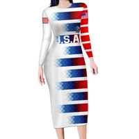 USA Soccer Long Sleeve Bodycon Dress Summer Paris 2024 - Wonder Print Shop