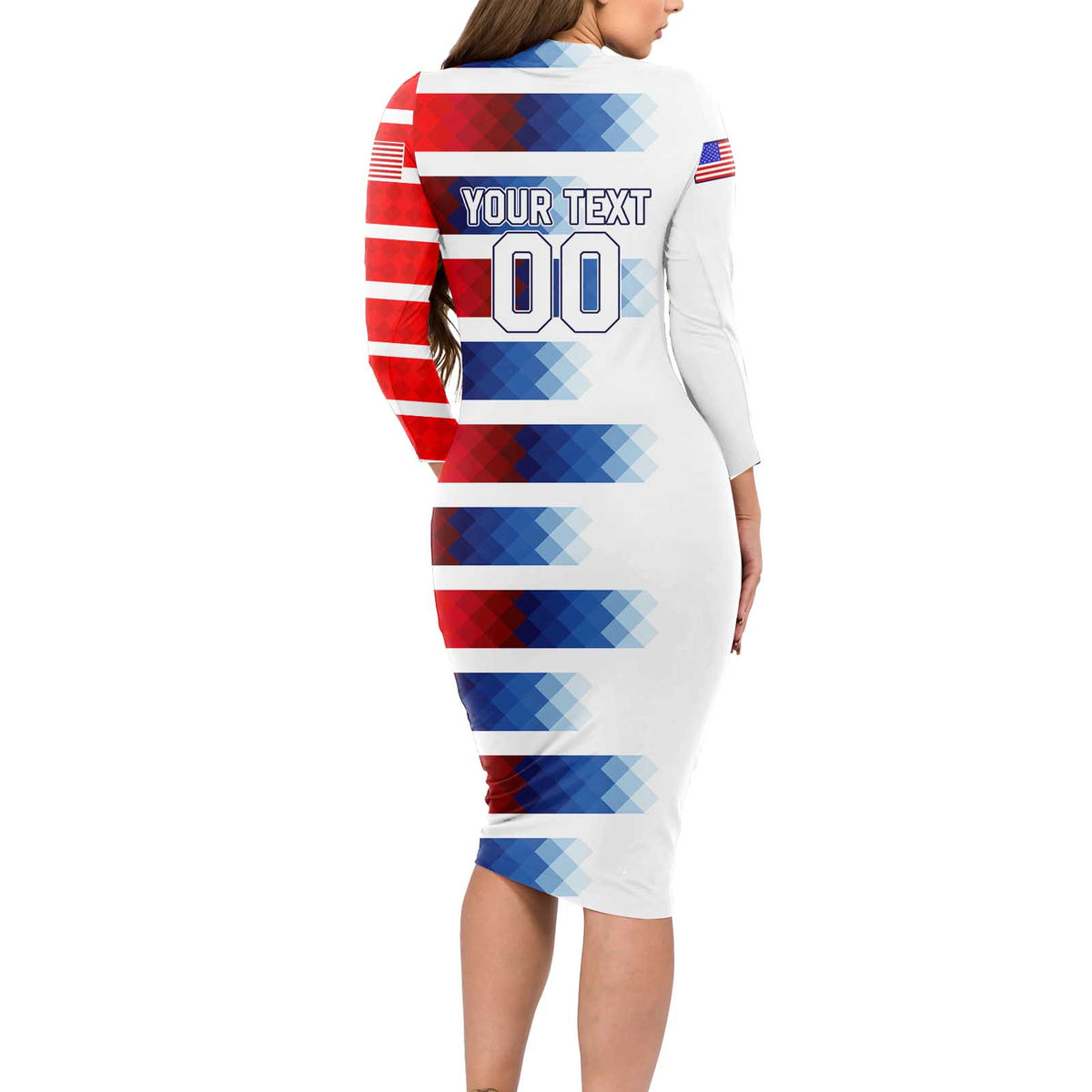 USA Soccer Long Sleeve Bodycon Dress Summer Paris 2024 - Wonder Print Shop