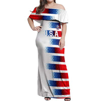 USA Soccer Off Shoulder Maxi Dress Summer Paris 2024 - Wonder Print Shop