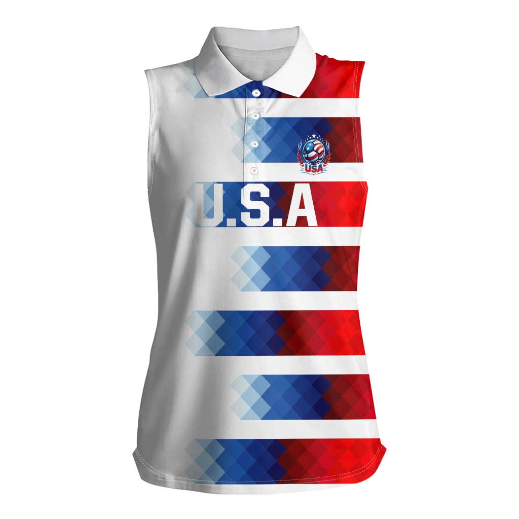 USA Soccer Women Sleeveless Polo Shirt Summer Paris 2024 - Wonder Print Shop