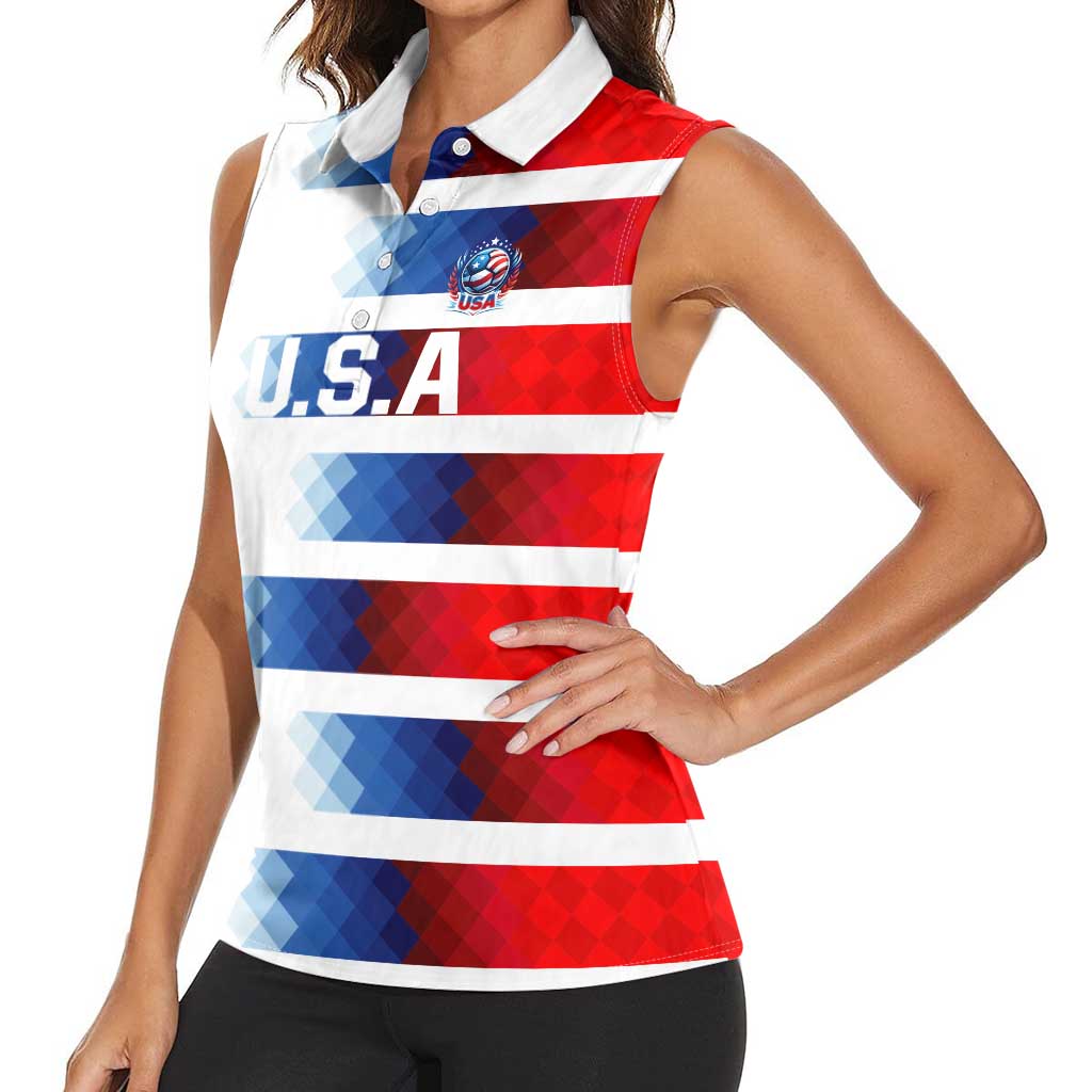 USA Soccer Women Sleeveless Polo Shirt Summer Paris 2024 - Wonder Print Shop