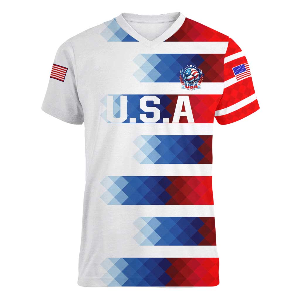 USA Soccer Women V-Neck T-Shirt Summer Paris 2024 - Wonder Print Shop