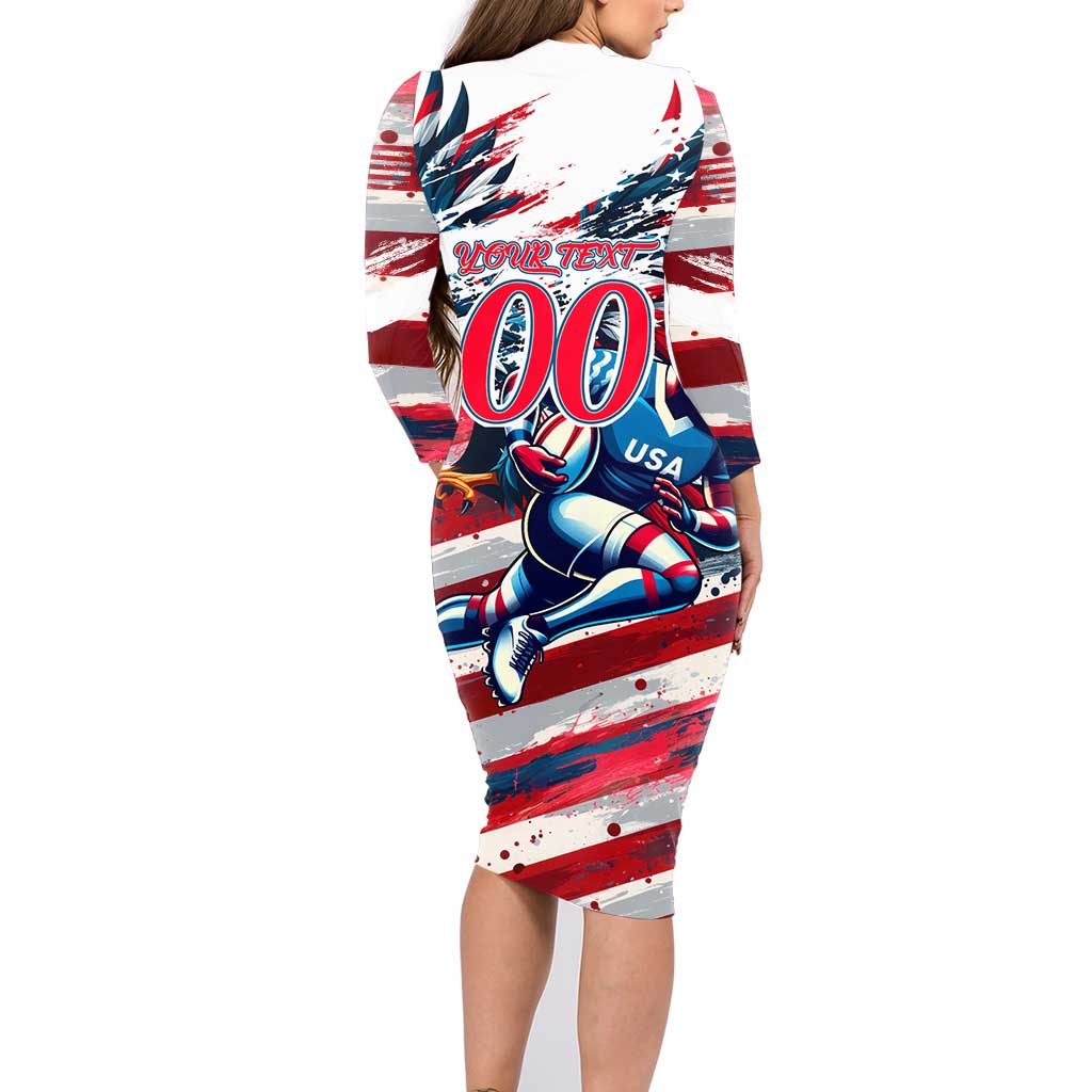 USA Rugby Family Matching Long Sleeve Bodycon Dress and Hawaiian Shirt Summer Paris 2024 - Wonder Print Shop
