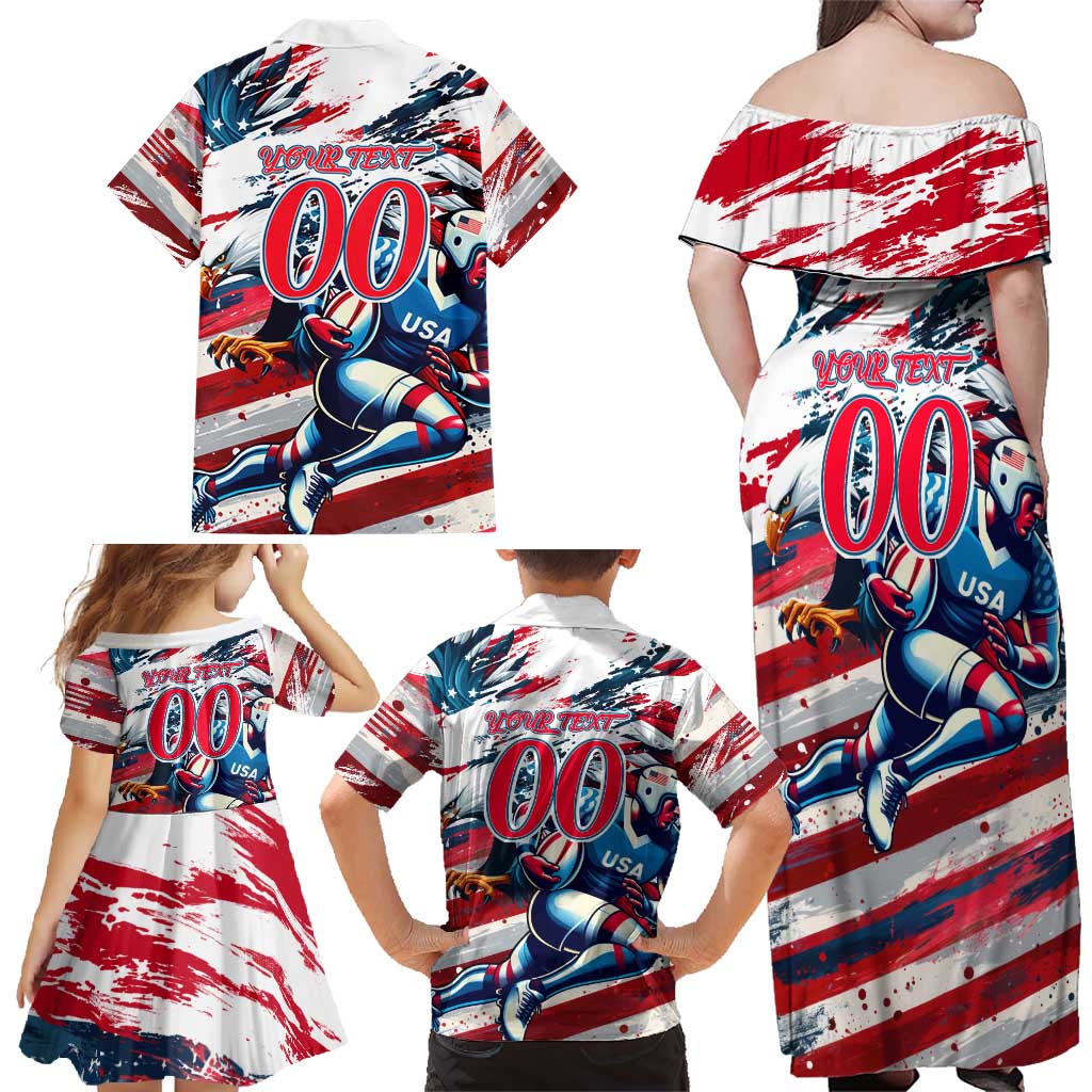 USA Rugby Family Matching Off Shoulder Maxi Dress and Hawaiian Shirt Summer Paris 2024 - Wonder Print Shop