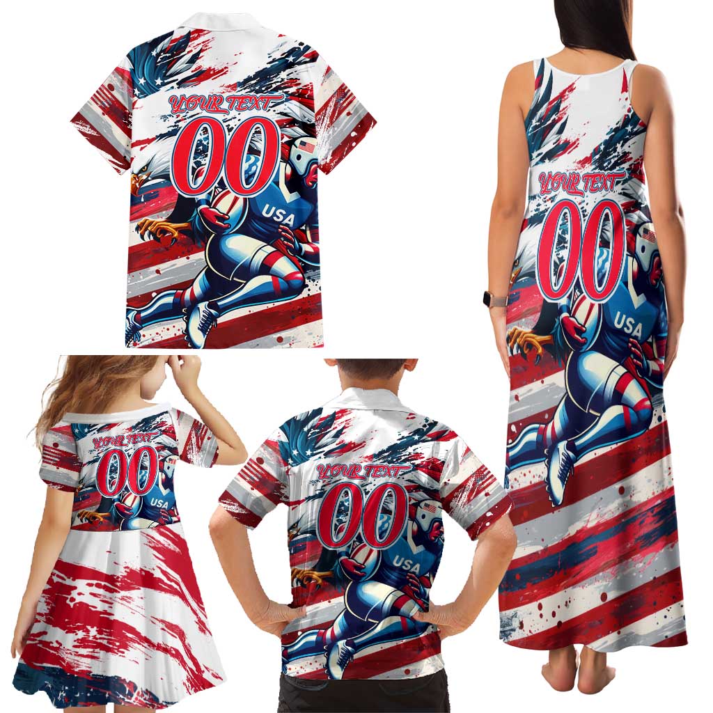 USA Rugby Family Matching Tank Maxi Dress and Hawaiian Shirt Summer Paris 2024 - Wonder Print Shop