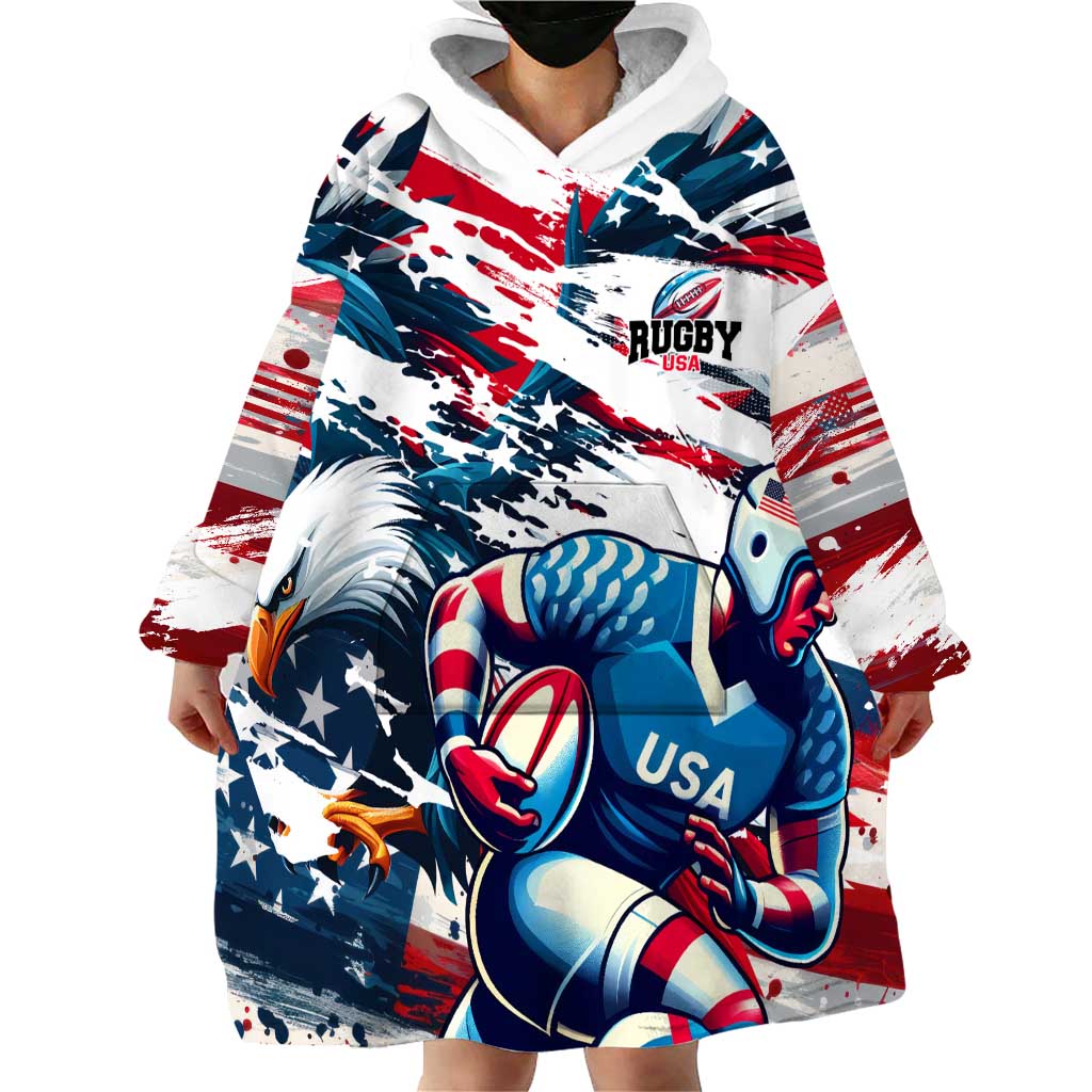 USA Rugby Wearable Blanket Hoodie Summer Paris 2024 - Wonder Print Shop