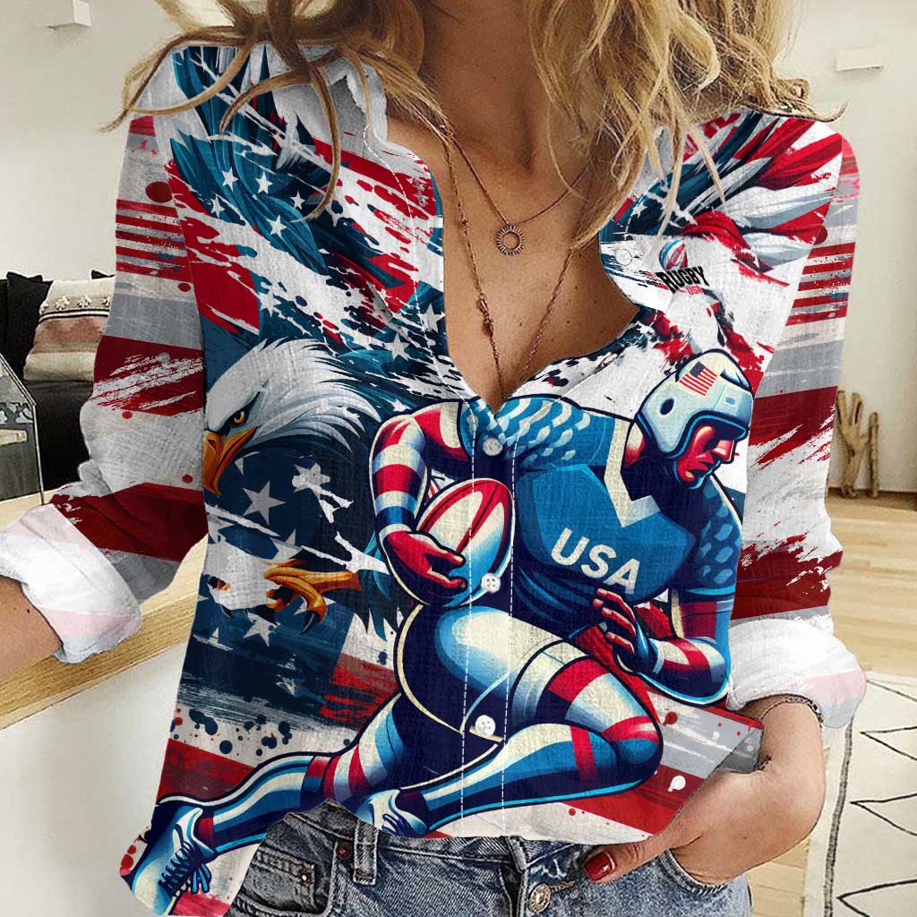 USA Rugby Women Casual Shirt Summer Paris 2024 - Wonder Print Shop