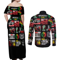 Civil Rights Movement Couples Matching Off Shoulder Maxi Dress and Long Sleeve Button Shirts Poster Art Black Pride - Wonder Print Shop