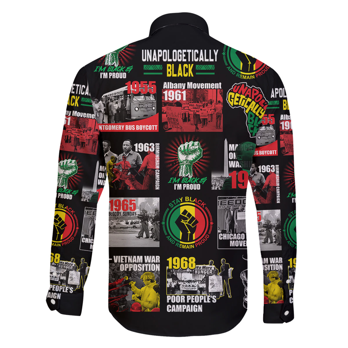 Civil Rights Movement Family Matching Long Sleeve Bodycon Dress and Hawaiian Shirt Poster Art Black Pride - Wonder Print Shop