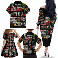 Civil Rights Movement Family Matching Off Shoulder Long Sleeve Dress and Hawaiian Shirt Poster Art Black Pride - Wonder Print Shop