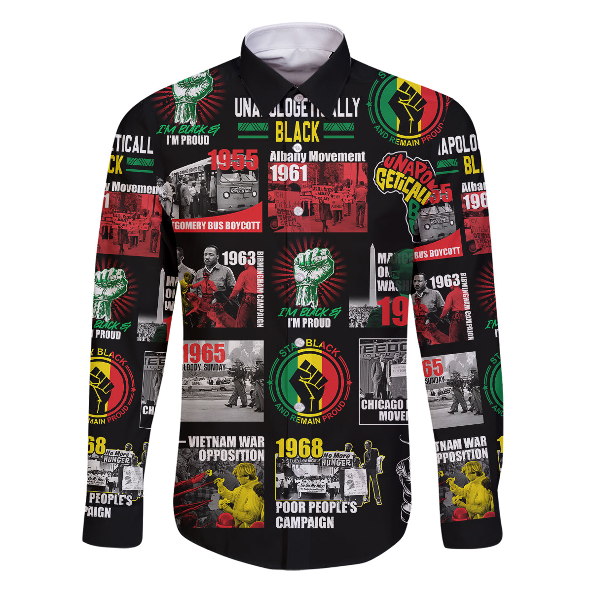 Civil Rights Movement Family Matching Off Shoulder Short Dress and Hawaiian Shirt Poster Art Black Pride - Wonder Print Shop