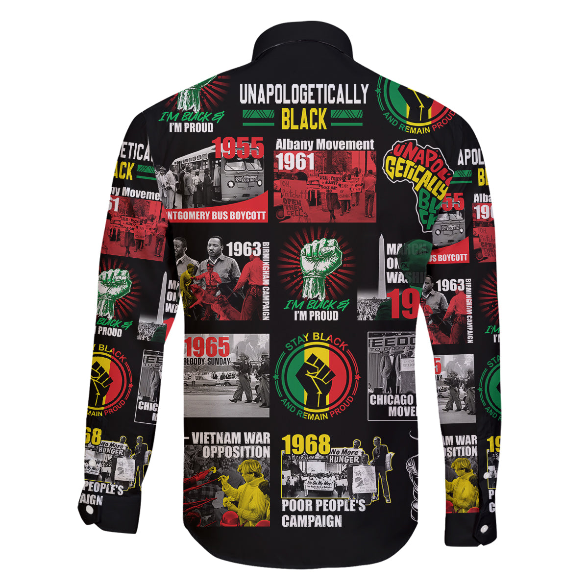 Civil Rights Movement Family Matching Off Shoulder Short Dress and Hawaiian Shirt Poster Art Black Pride - Wonder Print Shop