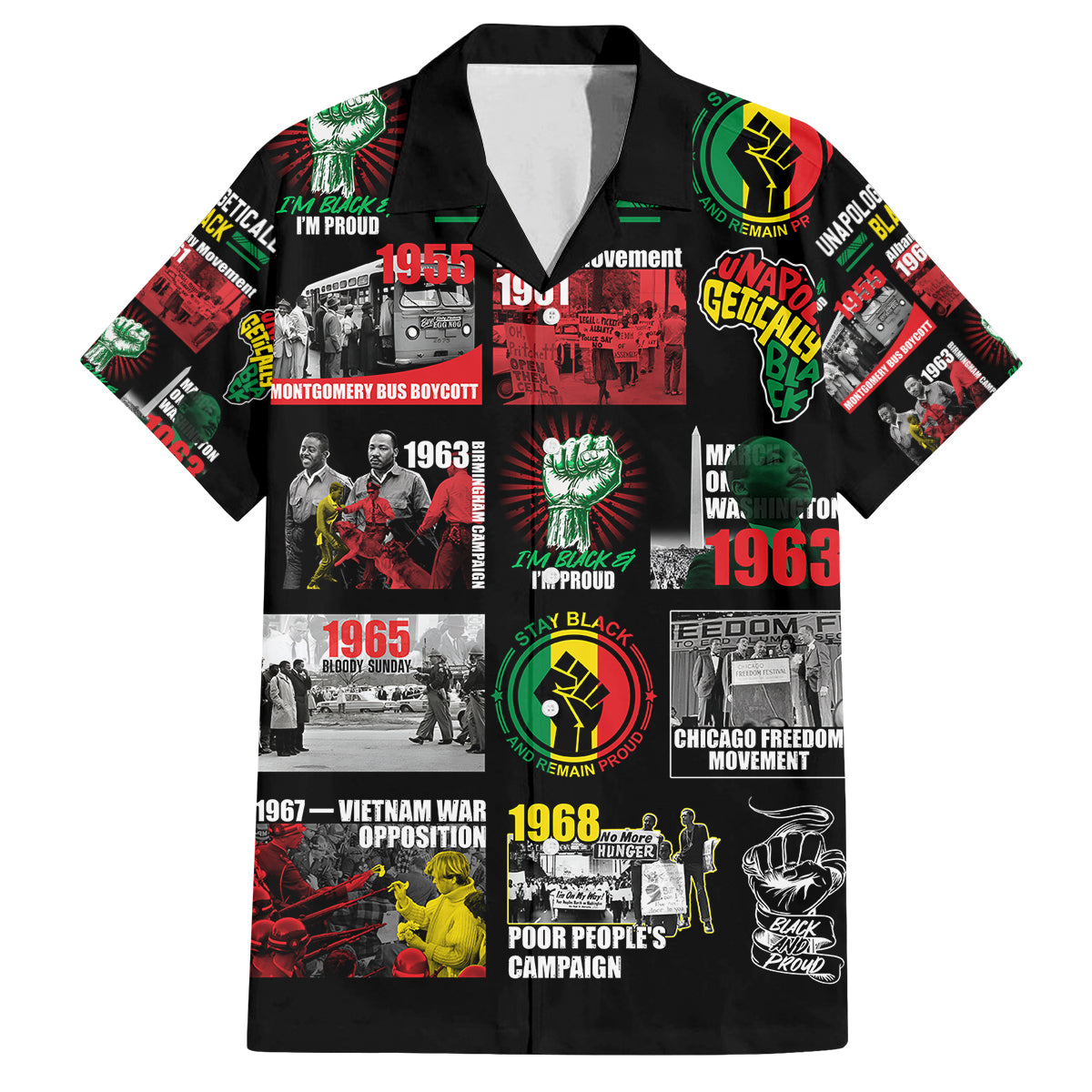 Civil Rights Movement Family Matching Puletasi Dress and Hawaiian Shirt Poster Art Black Pride - Wonder Print Shop