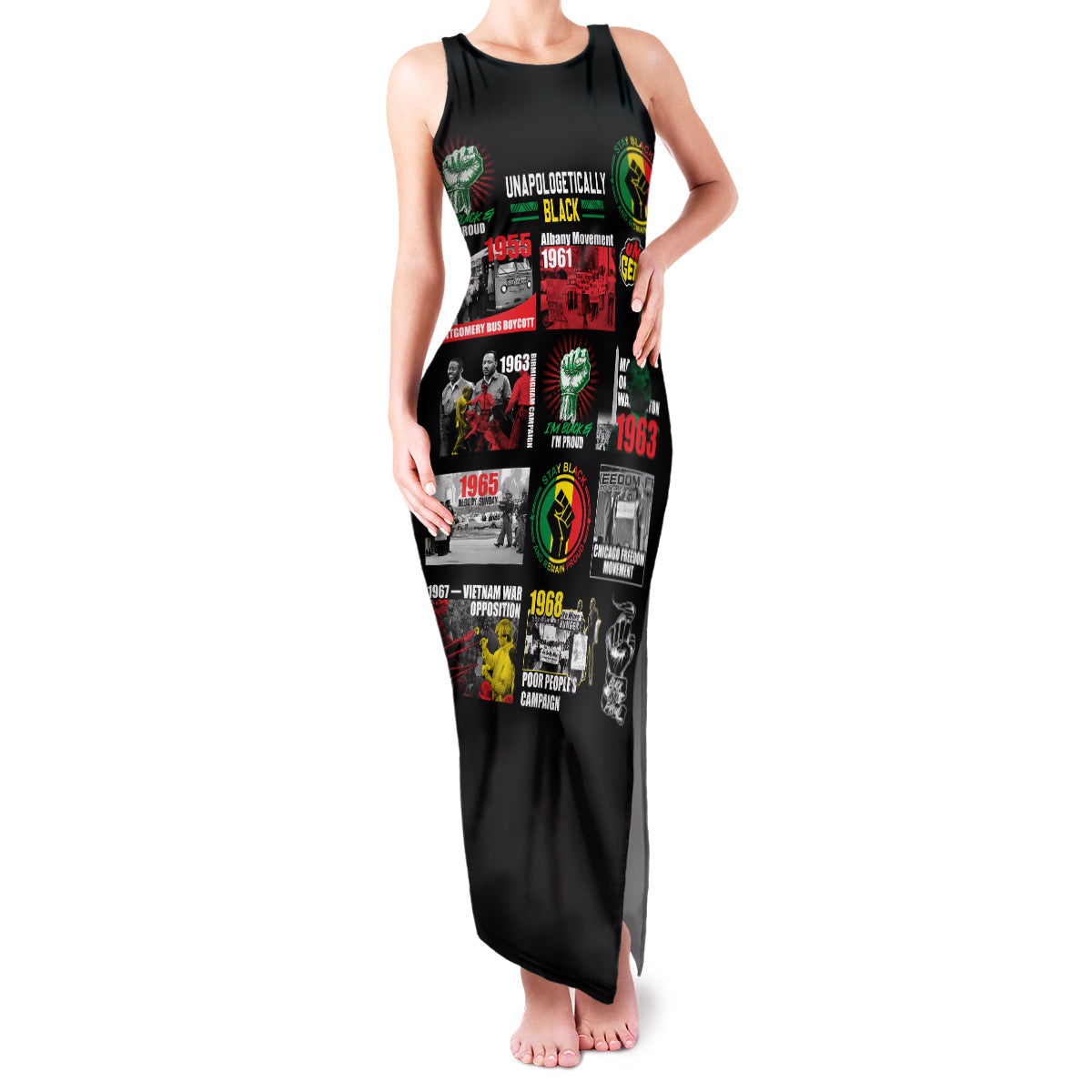 Civil Rights Movement Family Matching Tank Maxi Dress and Hawaiian Shirt Poster Art Black Pride - Wonder Print Shop