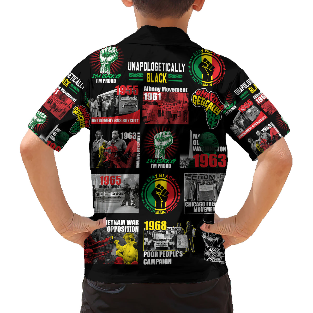 Civil Rights Movement Kid Hawaiian Shirt Poster Art Black Pride - Wonder Print Shop
