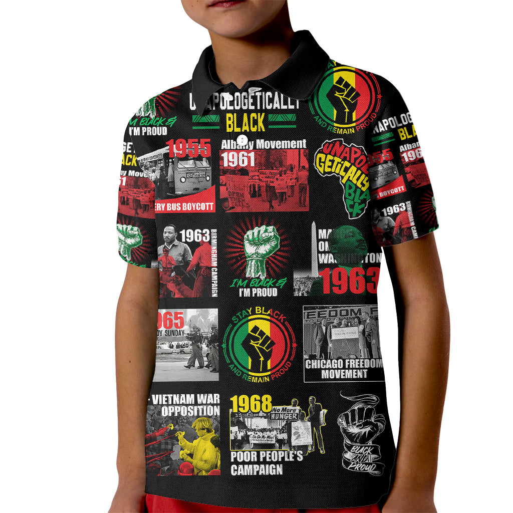 Civil Rights Movement Kid Polo Shirt Poster Art Black Pride - Wonder Print Shop