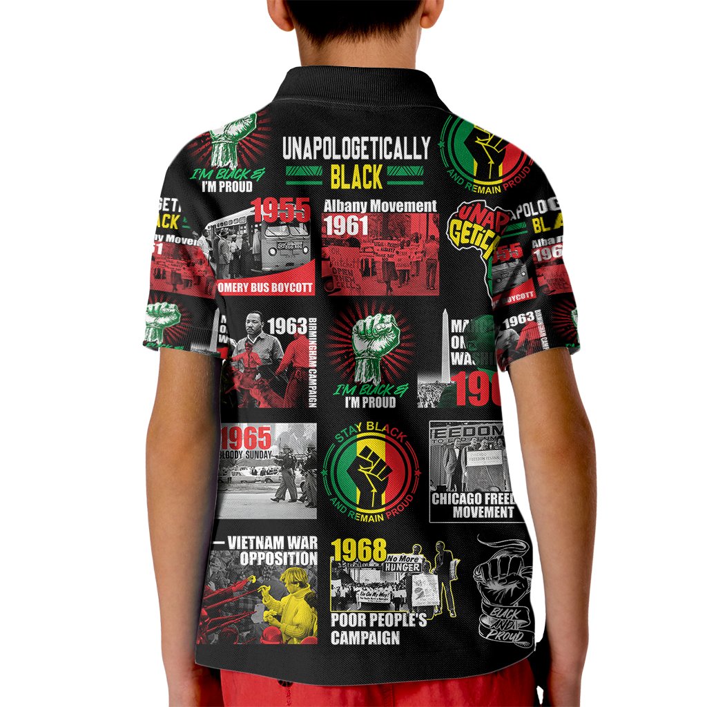 Civil Rights Movement Kid Polo Shirt Poster Art Black Pride - Wonder Print Shop