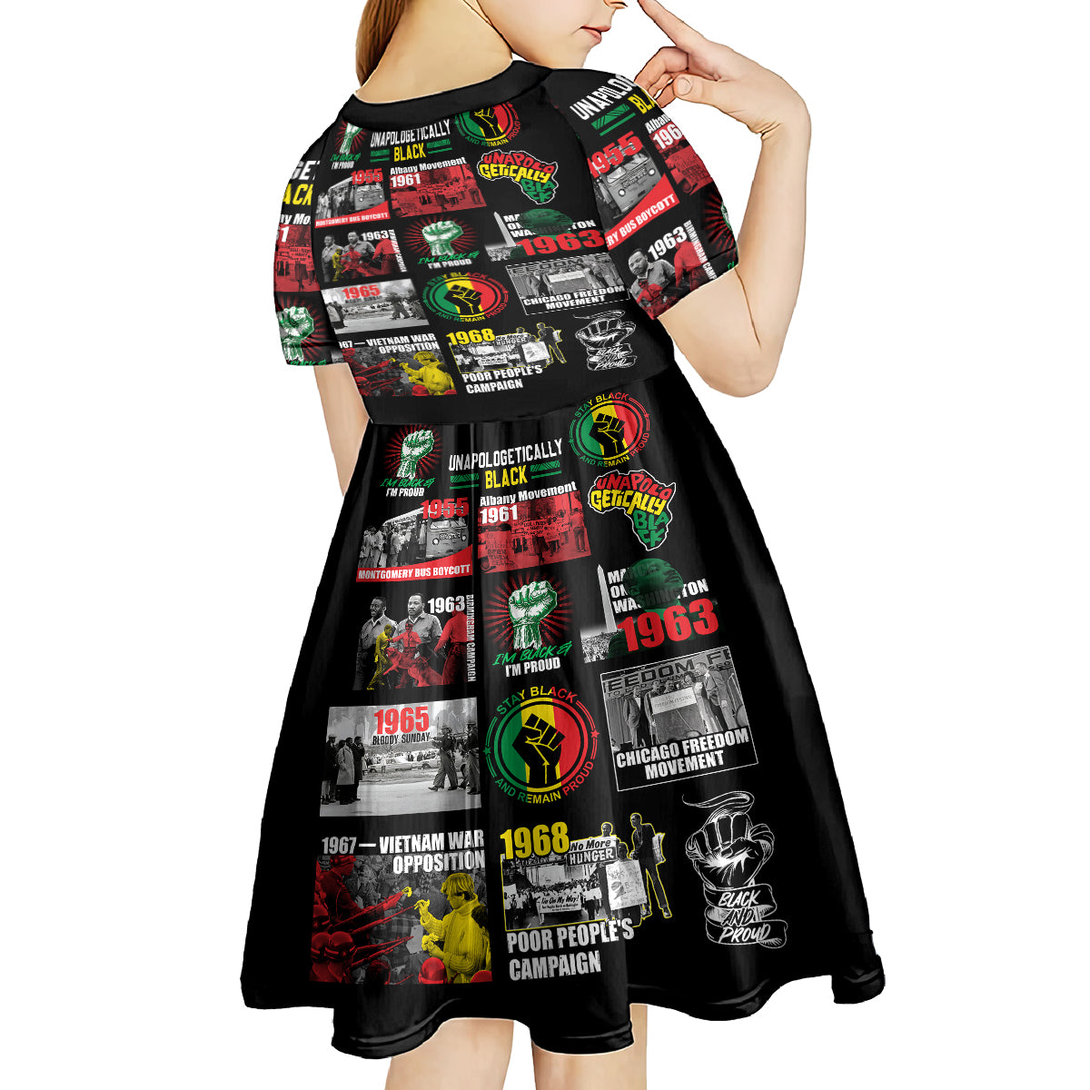 Civil Rights Movement Kid Short Sleeve Dress Poster Art Black Pride - Wonder Print Shop