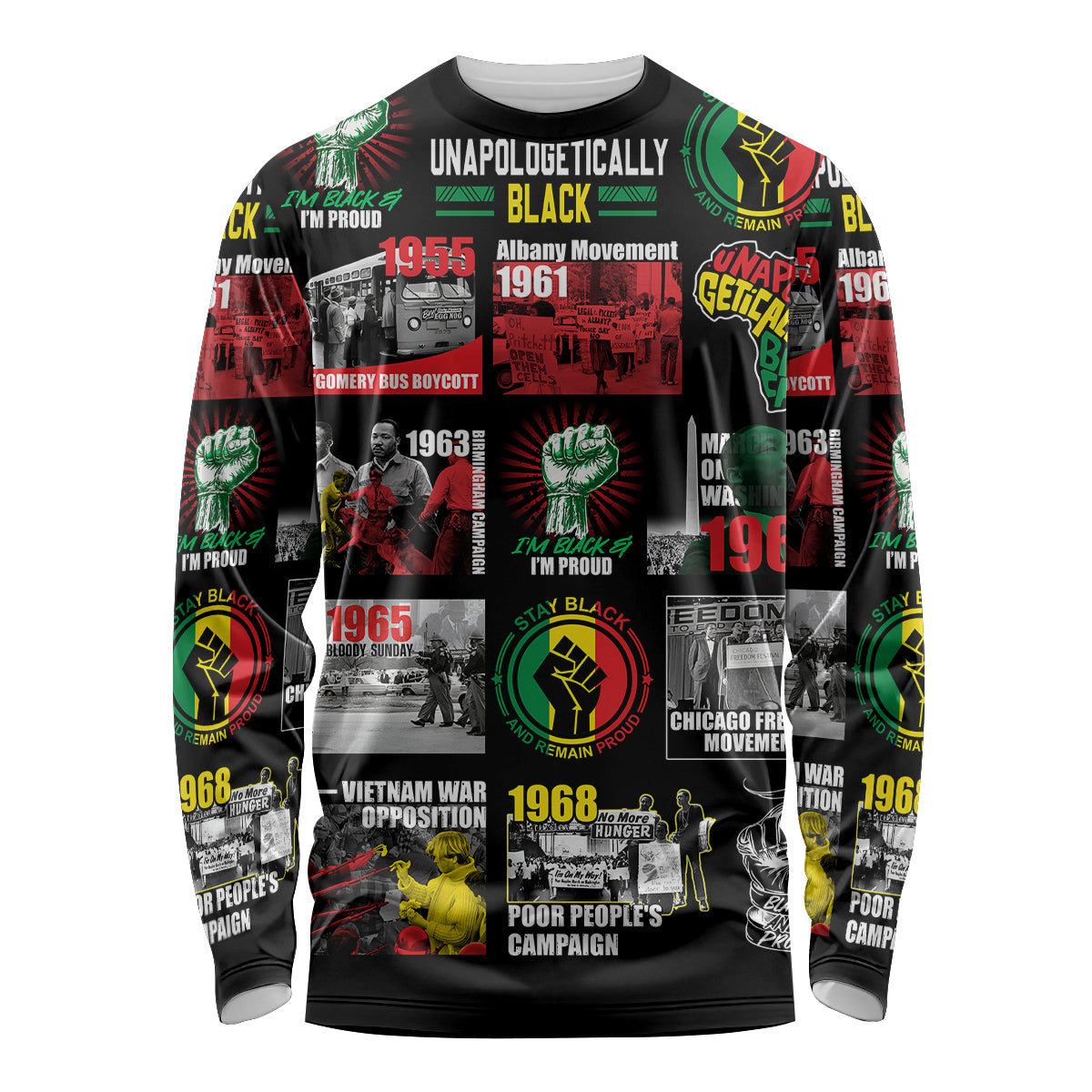 Civil Rights Movement Long Sleeve Shirt Poster Art Black Pride - Wonder Print Shop