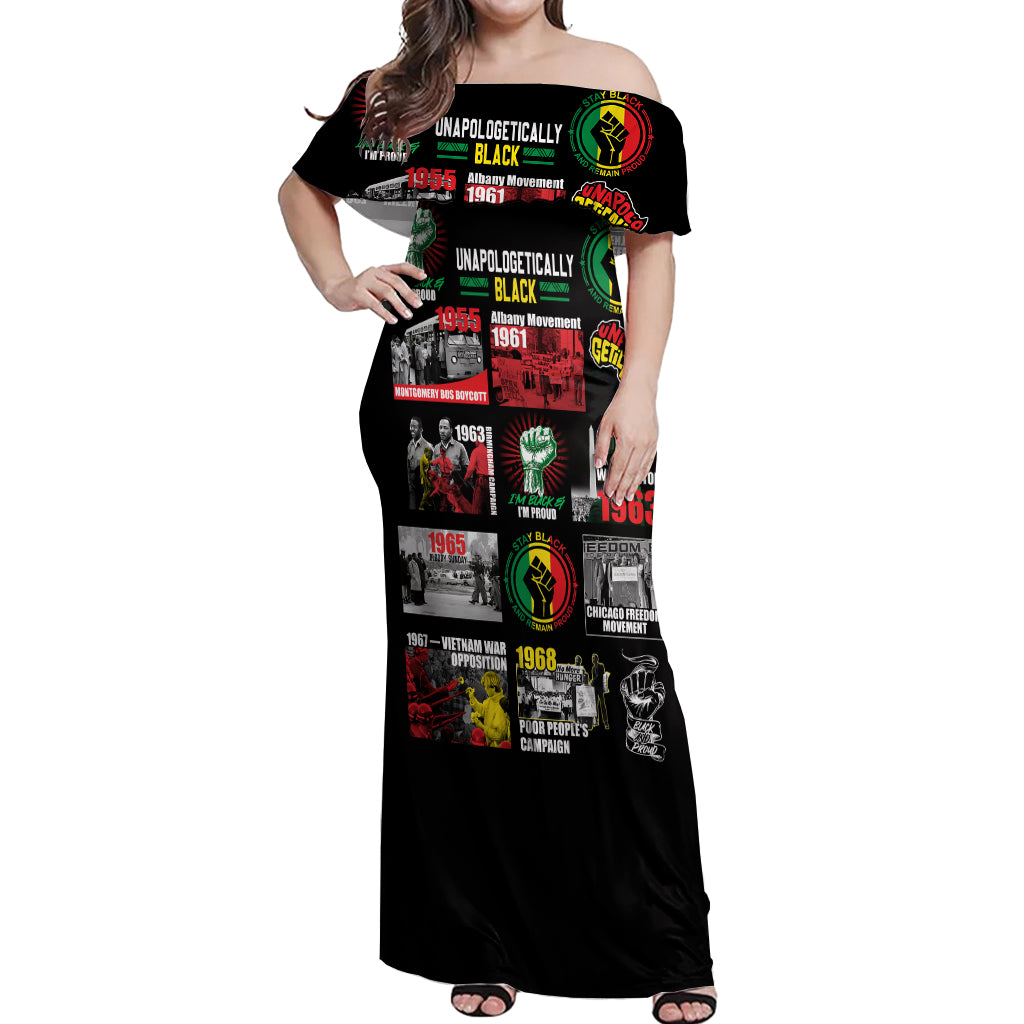 Civil Rights Movement Off Shoulder Maxi Dress Poster Art Black Pride - Wonder Print Shop