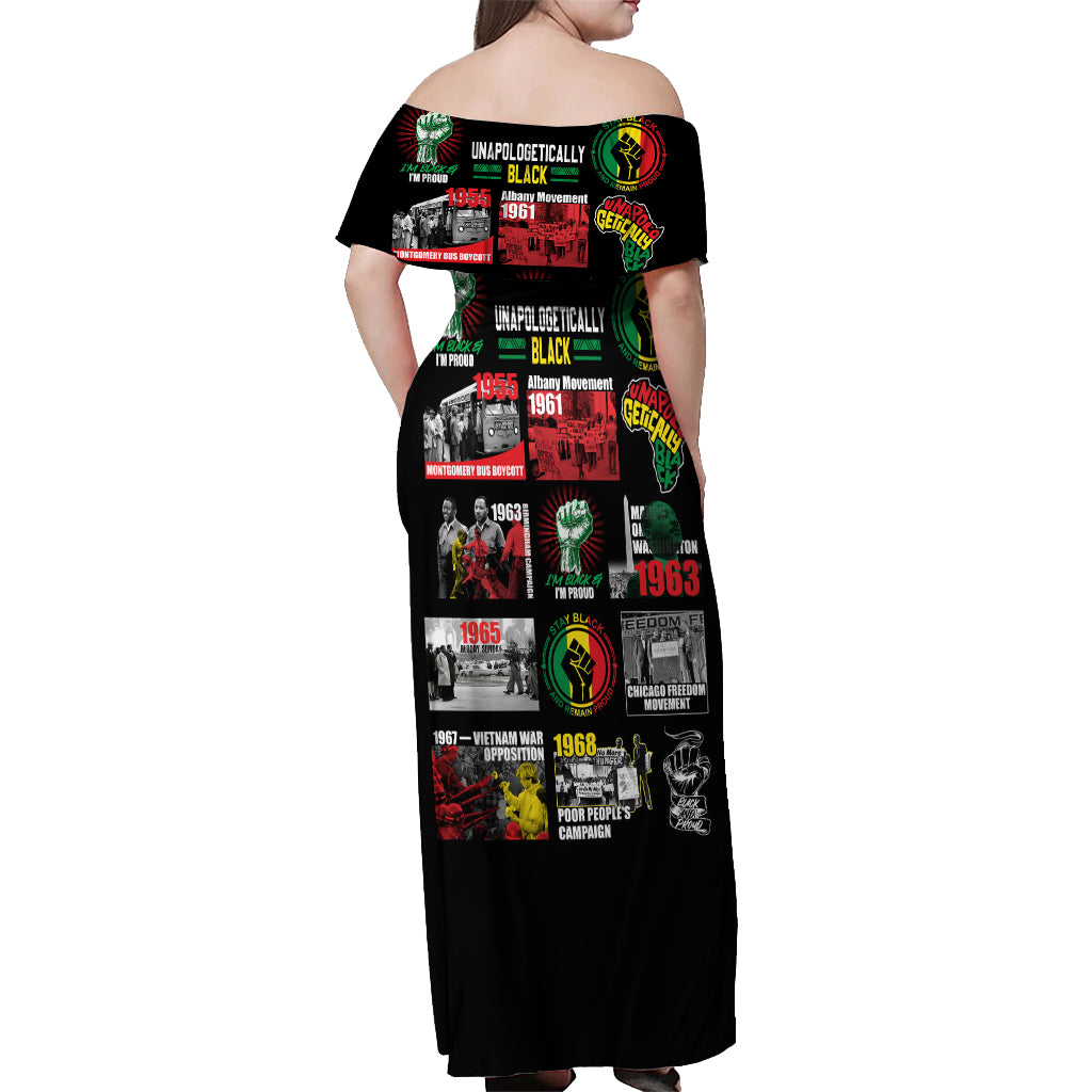 Civil Rights Movement Off Shoulder Maxi Dress Poster Art Black Pride - Wonder Print Shop