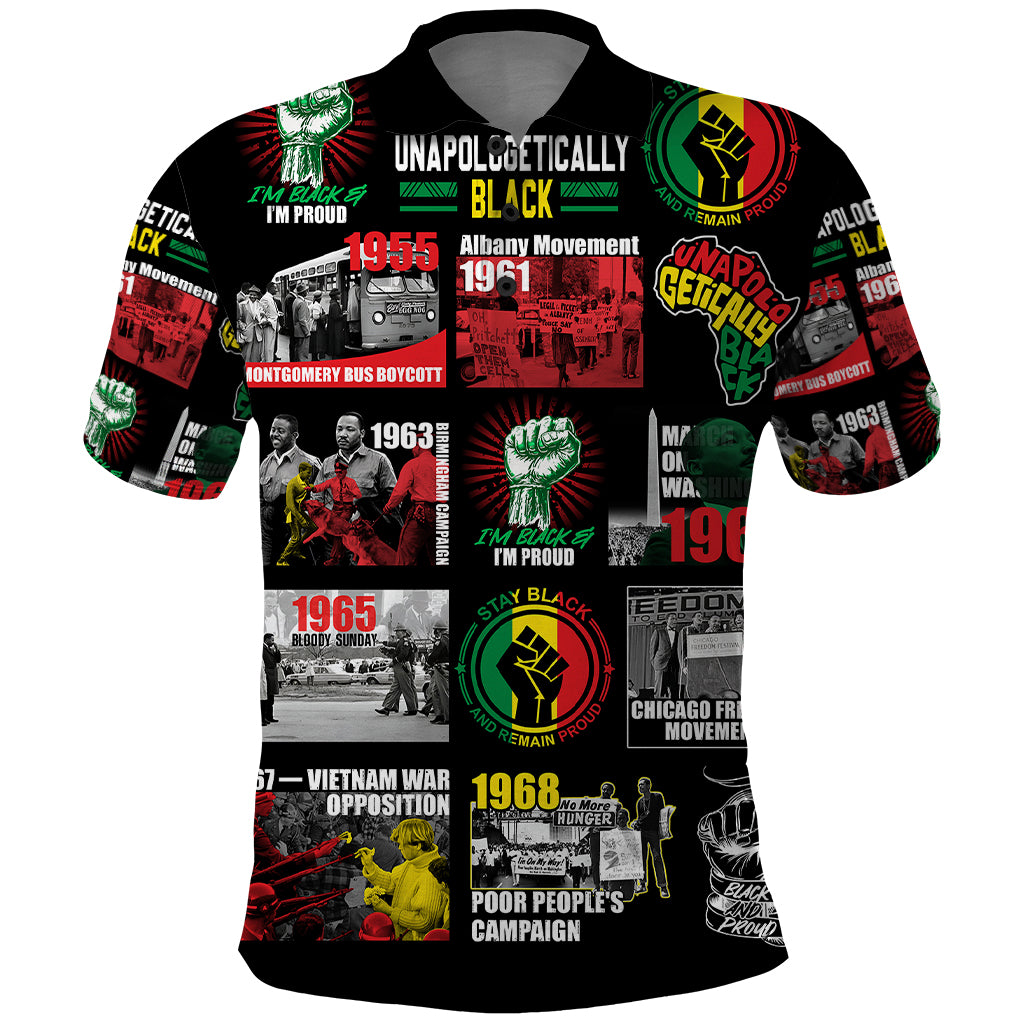 Civil Rights Movement Polo Shirt Poster Art Black Pride - Wonder Print Shop