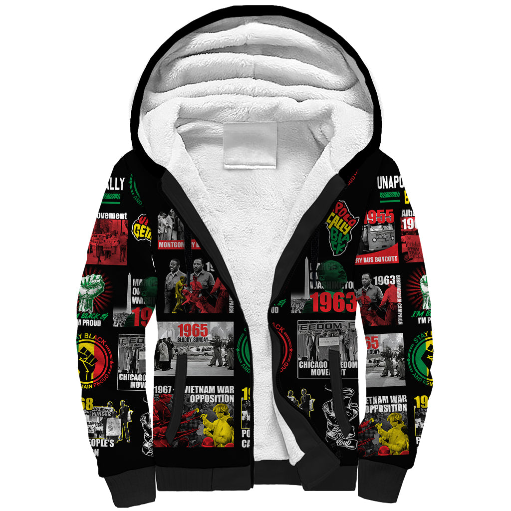 Civil Rights Movement Sherpa Hoodie Poster Art Black Pride - Wonder Print Shop